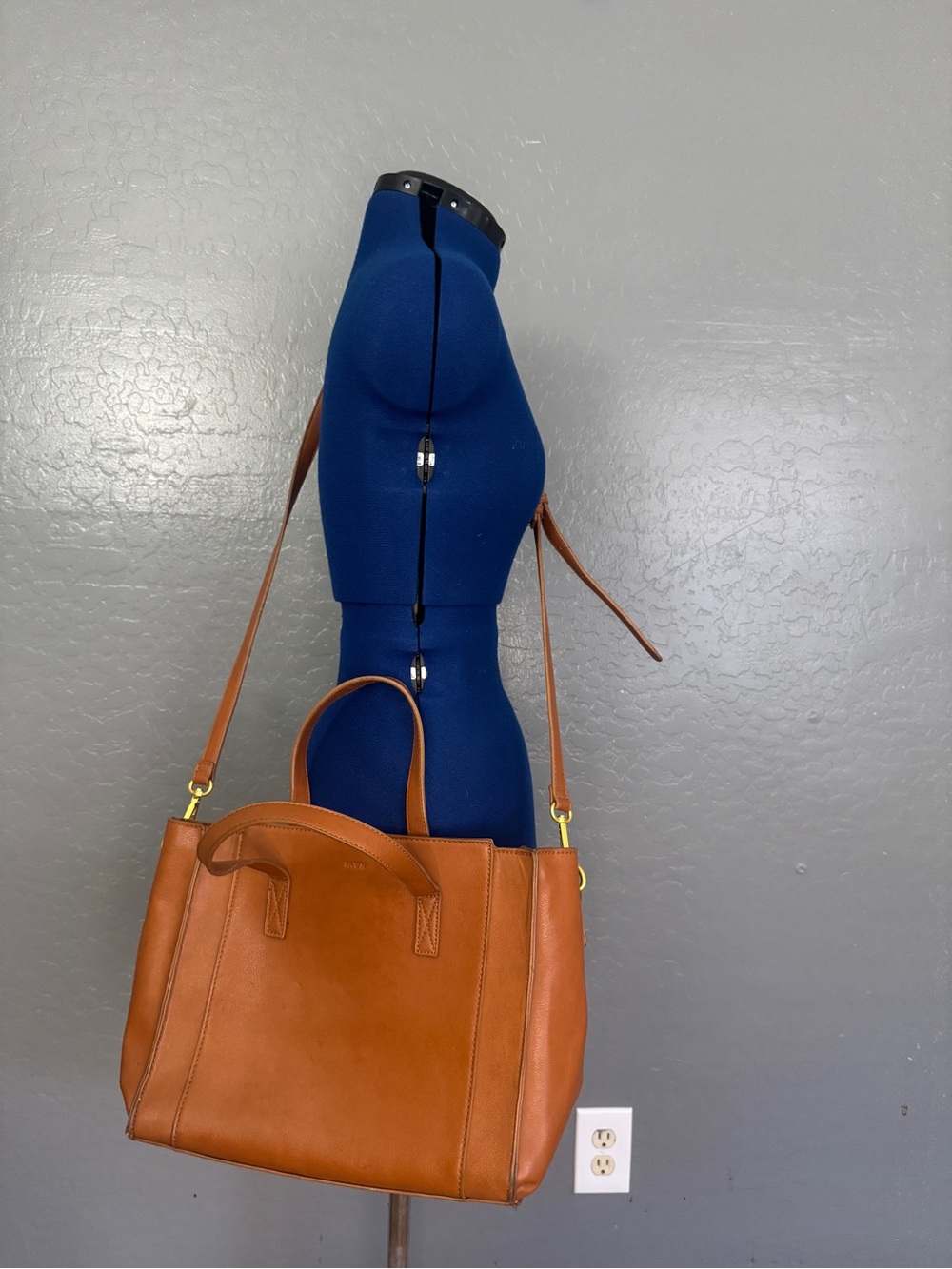 Fawn Design Cognac Leather Tote with Shoulder Strap - Picture 8 of 8